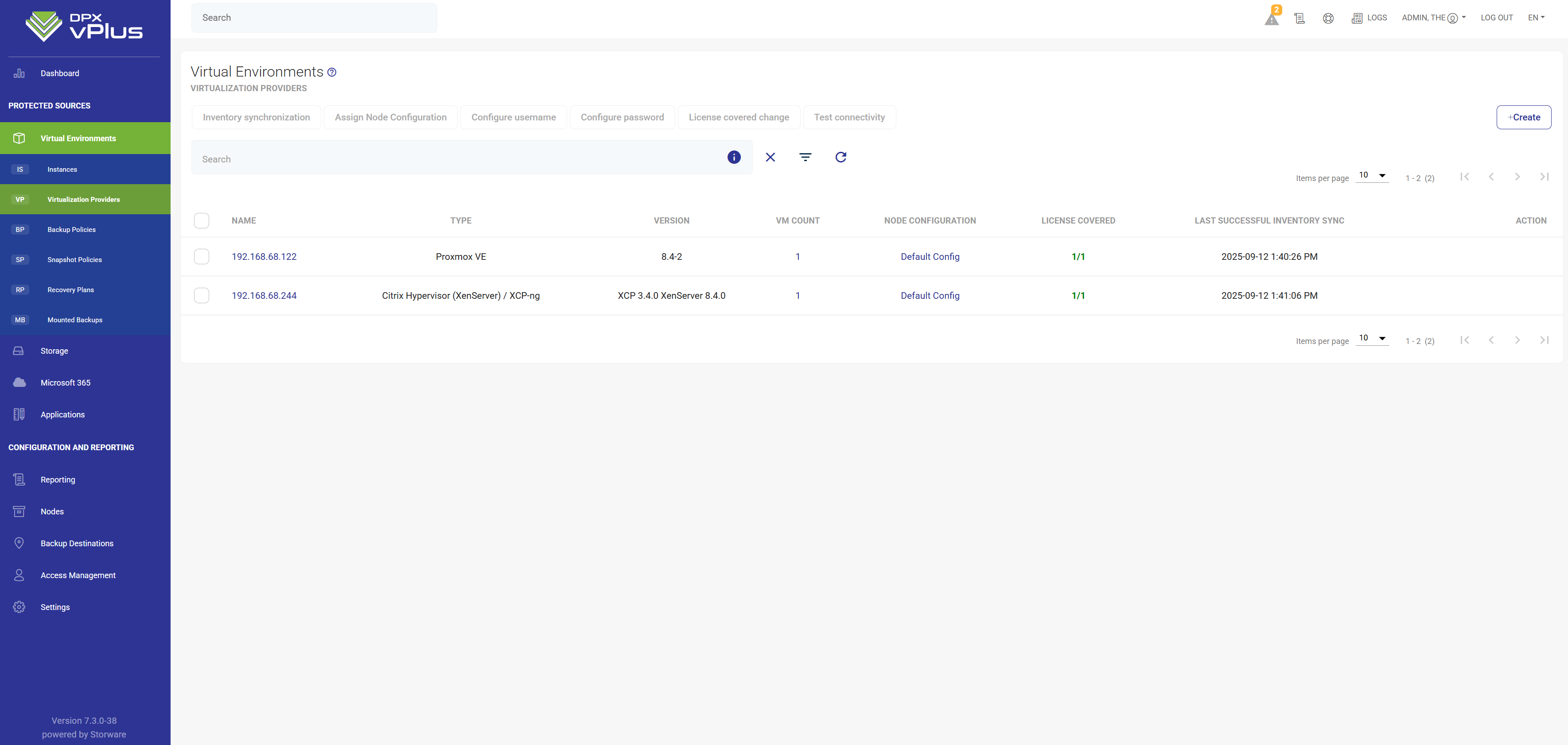 Hypervisors managers view